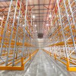 A large warehouse filled with selective pallet racking.